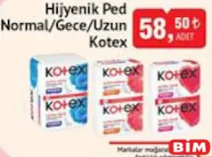 KOTEX HİJYENİK PED NORMAL/GECE/UZUN